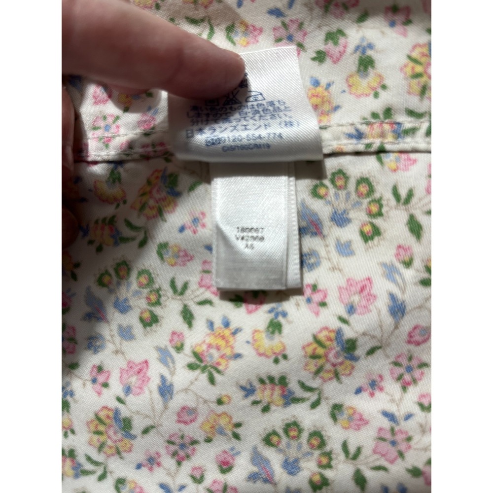 Lands' End Women's 10P Petite Non Iron Pinpoint Oxford Shirt Floral Long Sleeve - Picture 8 of 13